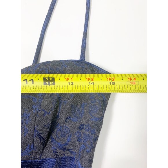 VTG Y2K Cynthia Cynthia Steffe Blue Damask Sweetheart Neck Romantic Dress Size 6 - Picture 8 of 16